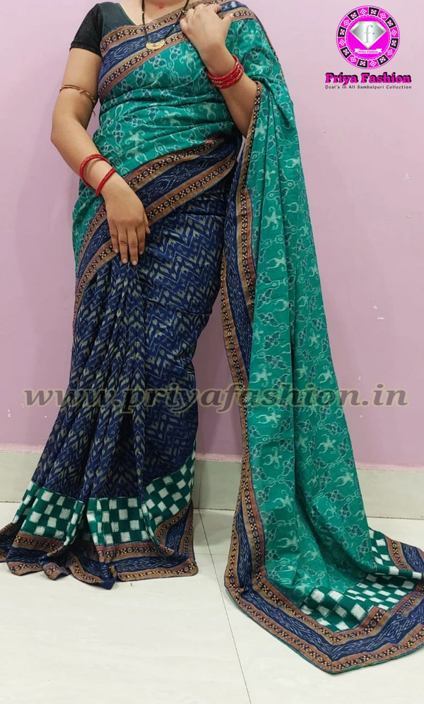 102040 Sambalpuri Handloom Patchwork Saree With Blause 