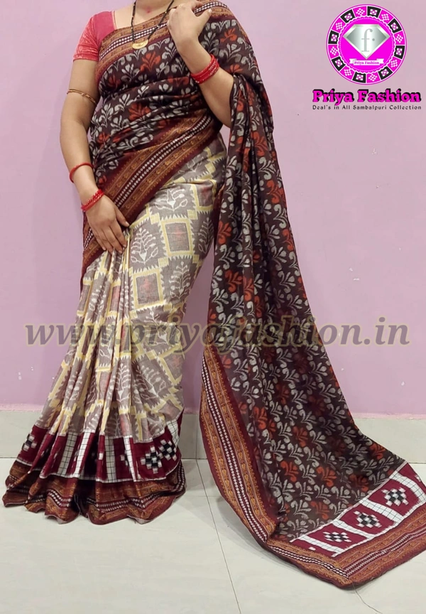 102041 Sambalpuri Handloom Patchwork Saree With Blause 