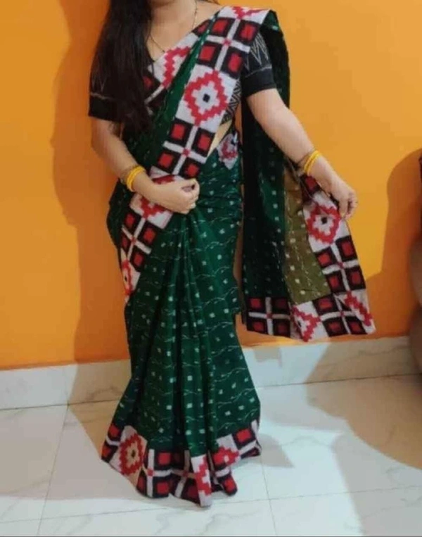 102042  Sambalpuri Handloom Patchwork Saree With Blause 