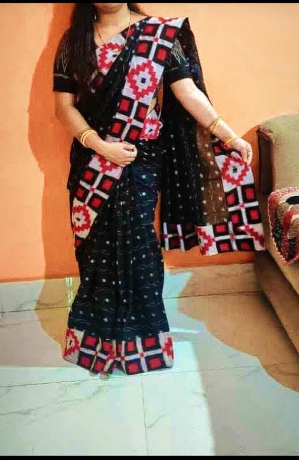 102043  Sambalpuri Handloom Patchwork Saree With Blause 