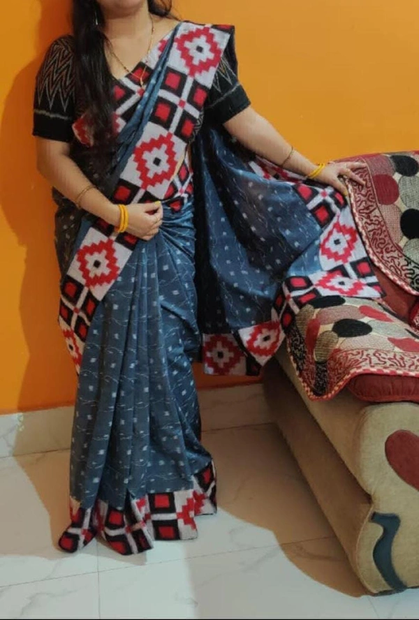 102044  Sambalpuri Handloom Patchwork Saree With Blause 