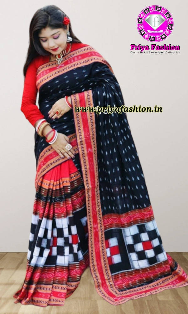 102045  Sambalpuri Handloom Patchwork Saree With Blause 