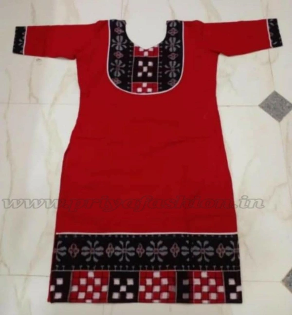 102046 Sambalpuri Stitching Kurti Red Colour  - Red, 42