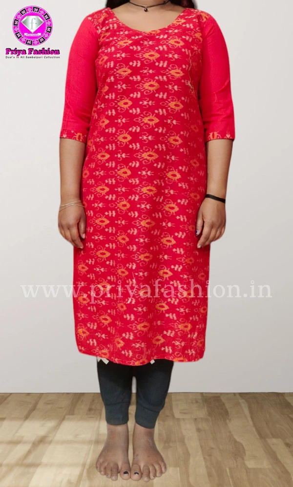 102052 Sambalpuri Stitching Kurti Red Colour  - 40