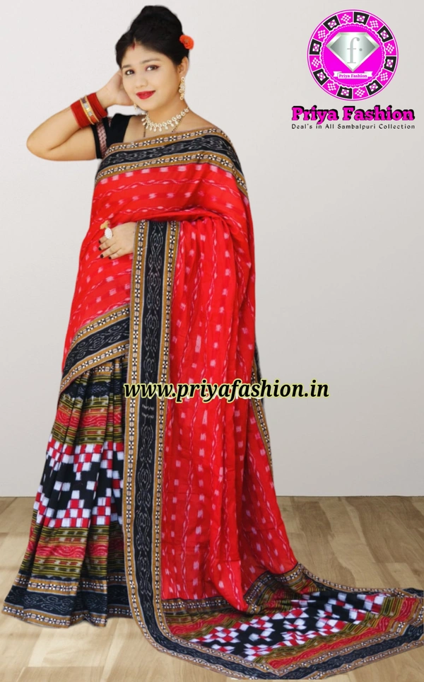 101610 Patchwork Saree Sambalpuri Handloom Cotton Fabric With Blause - Sk6400