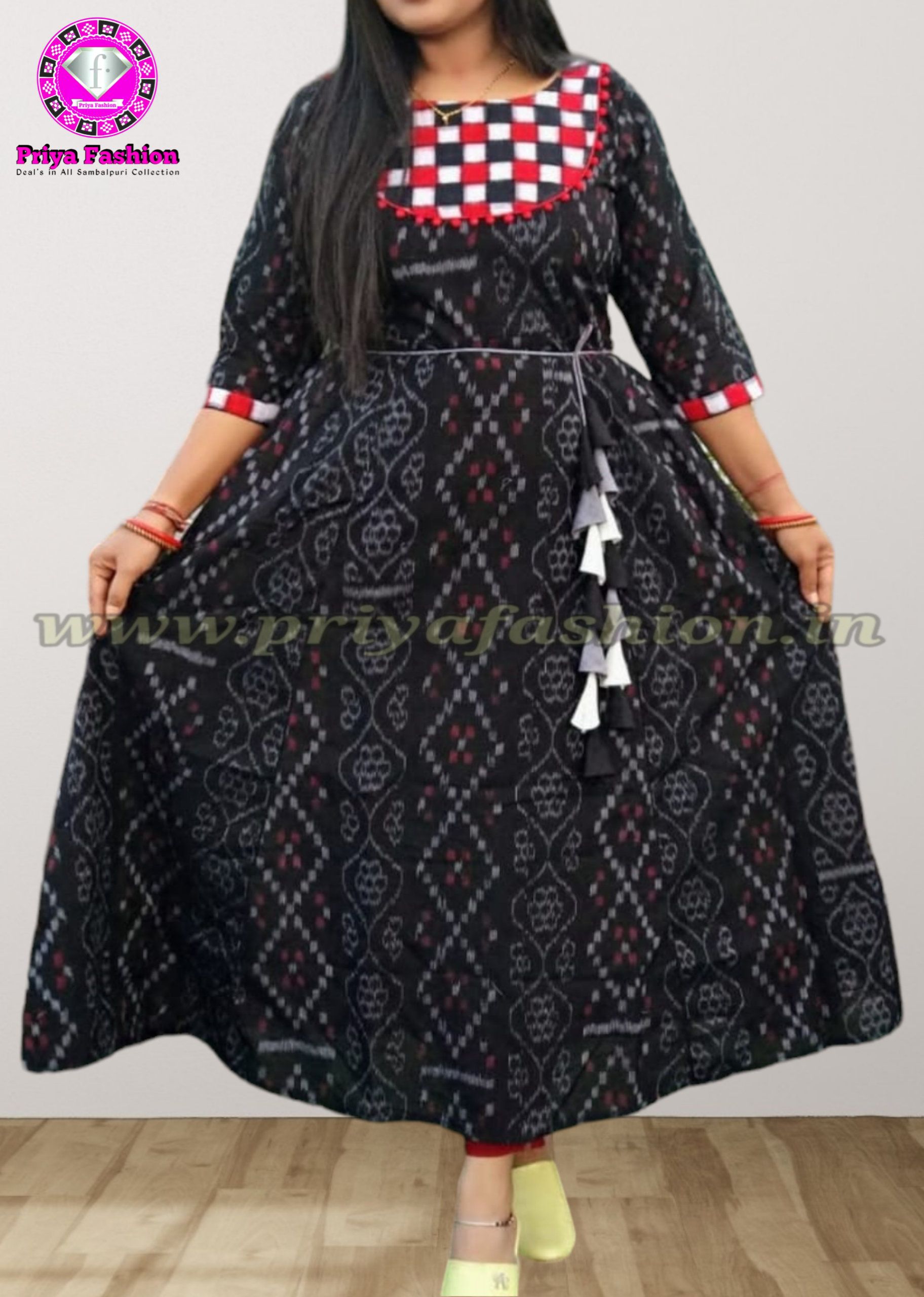 Black Ikkat Sambalpuri Cotton Dress Material | C260400448 – Priyadarshini  Handloom