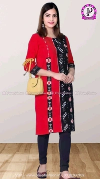 101061 Sambalpuri Handloom Cotton Kurti  - 32 Chest