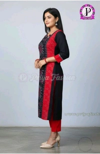 101063 Sambalpuri Handloom Cotton Stiching Kurti - 40 Chest, Black