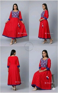 101067 Sambalpuri Handloom Round Kurti ,Anarkali  - 42 Chest