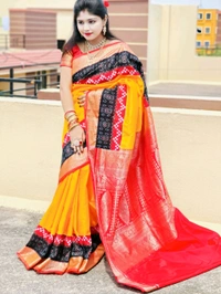 101588 Sambalpuri Patchwork In Silk Pata Saree With Blause 