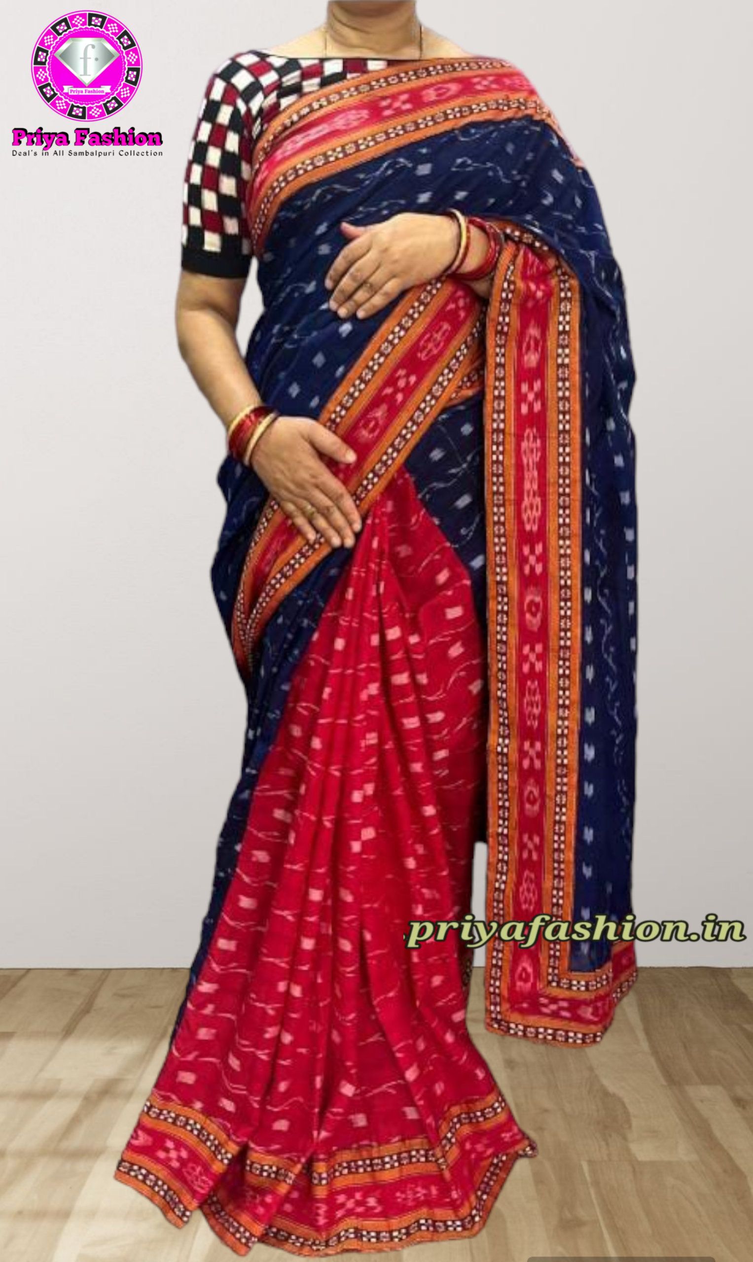 Blue Handloom Sambalpuri Double Ikat Silk Saree - Luxurionworld – Luxurion  World