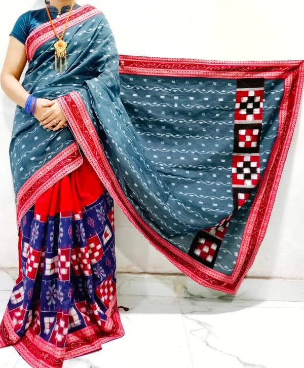102098 Sambalpuri Handloom Pachwork Saree With Blouse