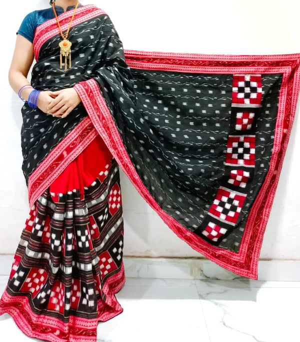 102099 Sambalpuri Handloom Pachwork Saree With Blouse