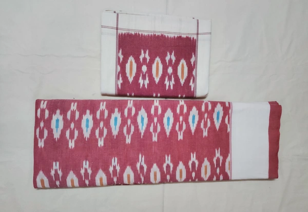 102117 Sambalpuri Ikkat Handloom Cotton Double Bedsheet with pillow Cover  - 90/108