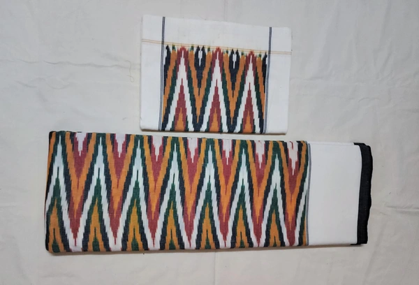 102119 Sambalpuri Ikkat Handloom Cotton Double Bedsheet with pillow Cover  - 90/108
