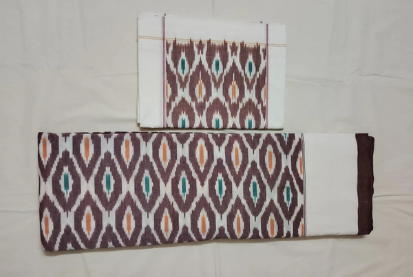 102120 Sambalpuri Ikkat Handloom Cotton Double Bedsheet with pillow Cover  - 90/108