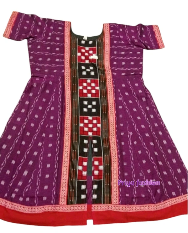 102241 Sambalpuri Round Kurti Top  - Purple, XXL-42