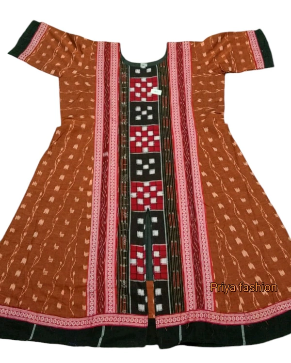 102242 Sambalpuri Round Kurti Top  - Brown, L-38
