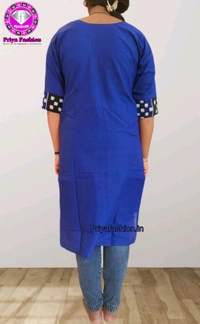 102248 Sambalpuri Handloom Cotton Stitching Kurti In Blue Colour  - Blue, Xl-40