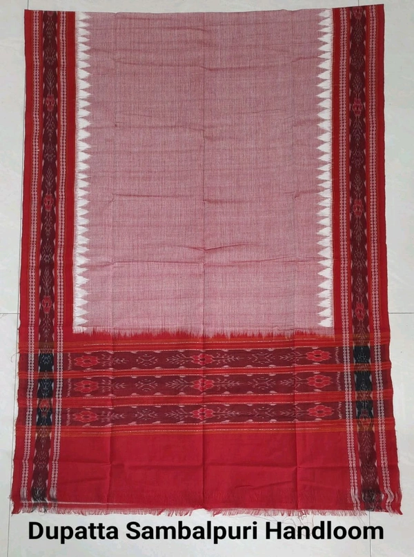 102286 Sambalpuri Handloom Cotton Dupatta  - Bittersweet, Red