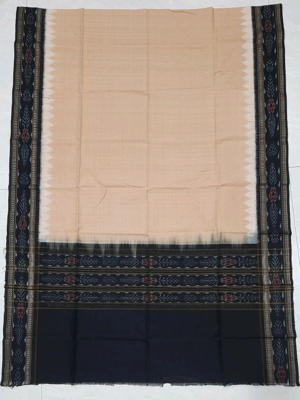 102287 Sambalpuri Handloom Cotton Dupatta  - Flesh, Black