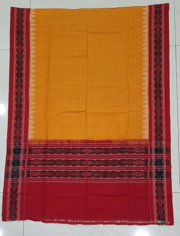 102295 Sambalpuri Handloom Cotton Dupatta  - Web Orange, Guardsman Red