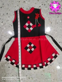 102302 Sambalpuri Kids, Baby Dress  - Black, Red, 22
