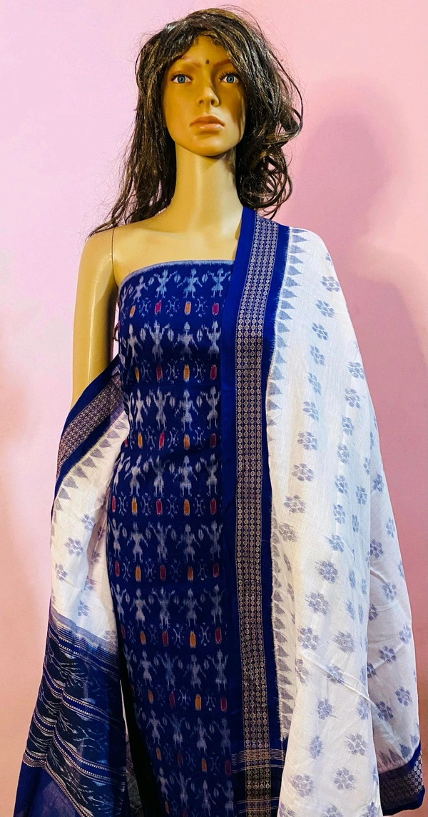 102307 Sambalpuri Dress Material With Dupatta  - Ultramarine