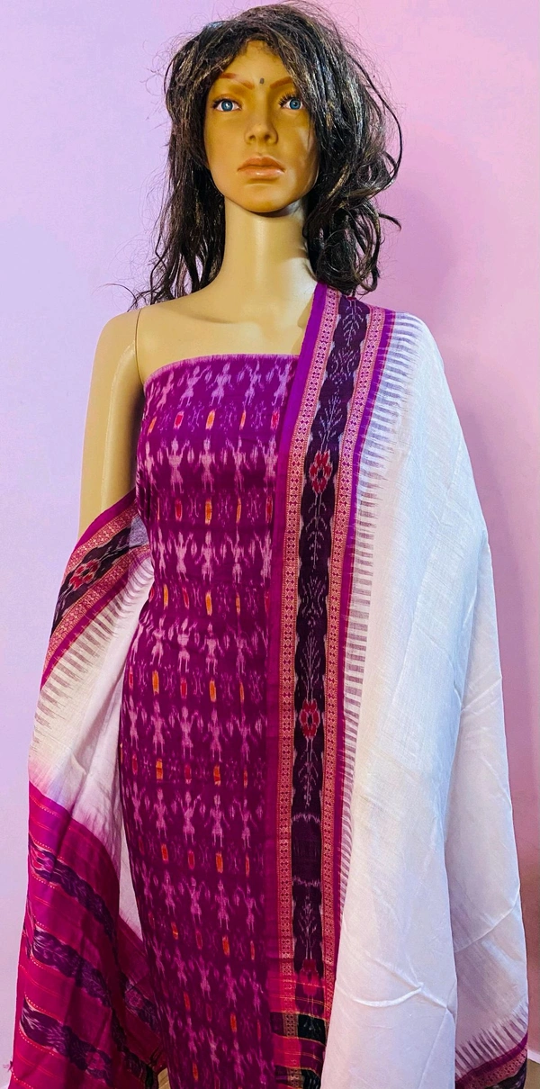 102309 Sambalpuri Dress Material With Dupatta  - Violet Eggplant