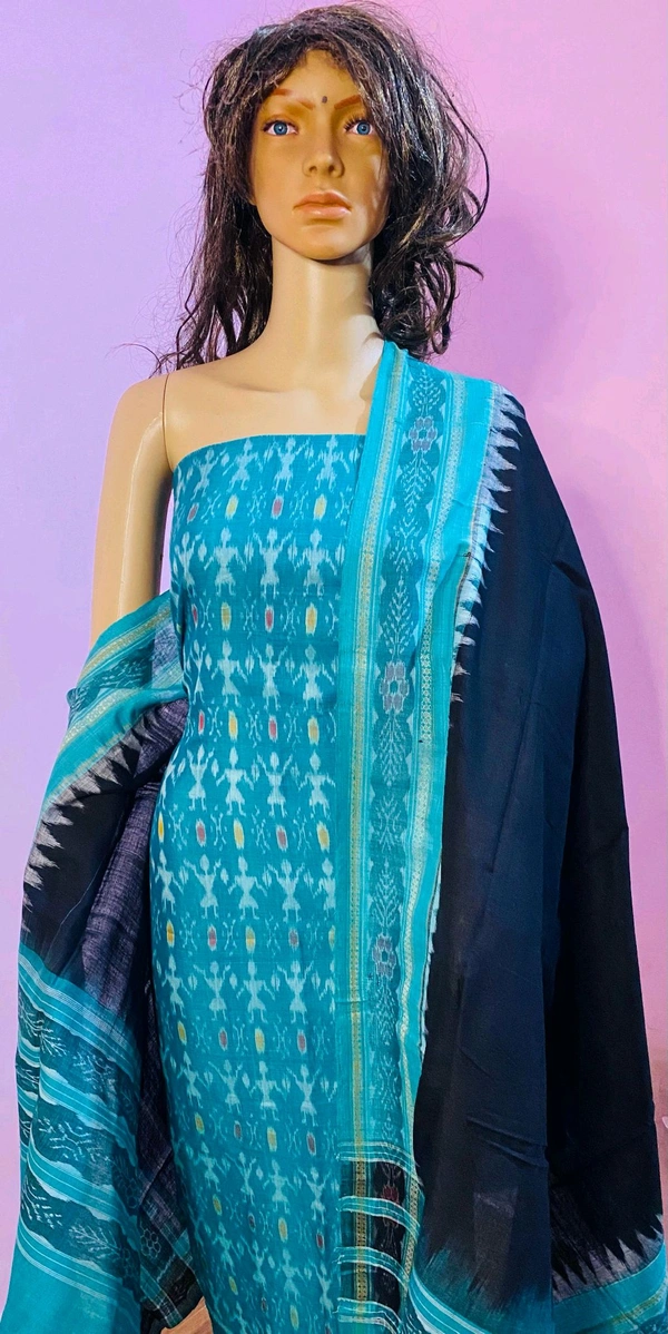 102311 Sambalpuri Dress Material With Dupatta  - Cerulean