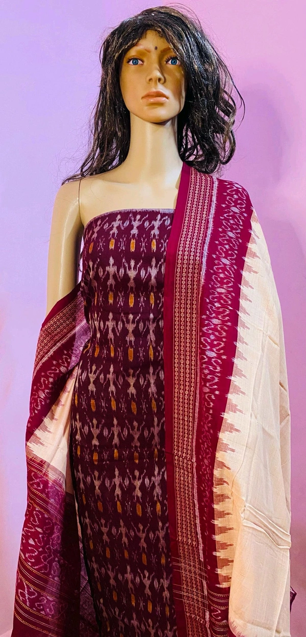 102313 Sambalpuri Dress Material With Dupatta  - Solid Pink
