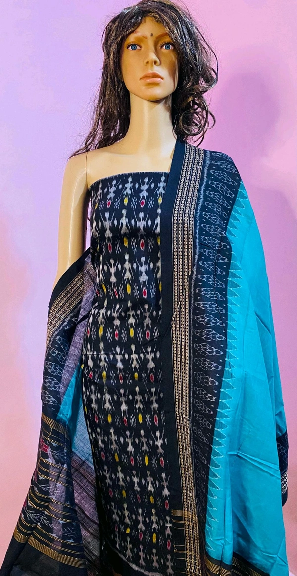 102315 Sambalpuri Dress Material With Dupatta  - Black