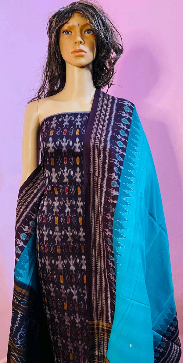 102316 Sambalpuri Dress Material With Dupatta  - Mahogany