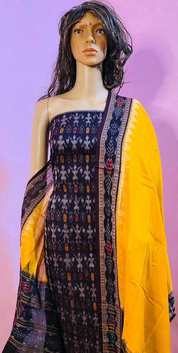 102317 Sambalpuri Dress Material With Dupatta  - Rosewood