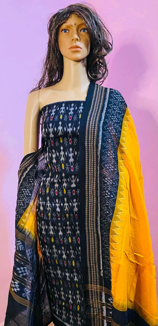 102322 Sambalpuri Dress Material With Dupatta  - Black