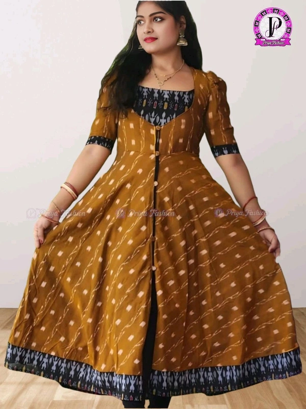 102323 Sambalpuri Round Kurti Top  - L-38, Pirate Gold