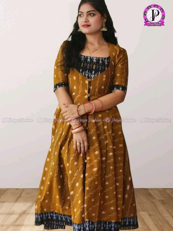 102323 Sambalpuri Round Kurti Top  - L-38, Pirate Gold