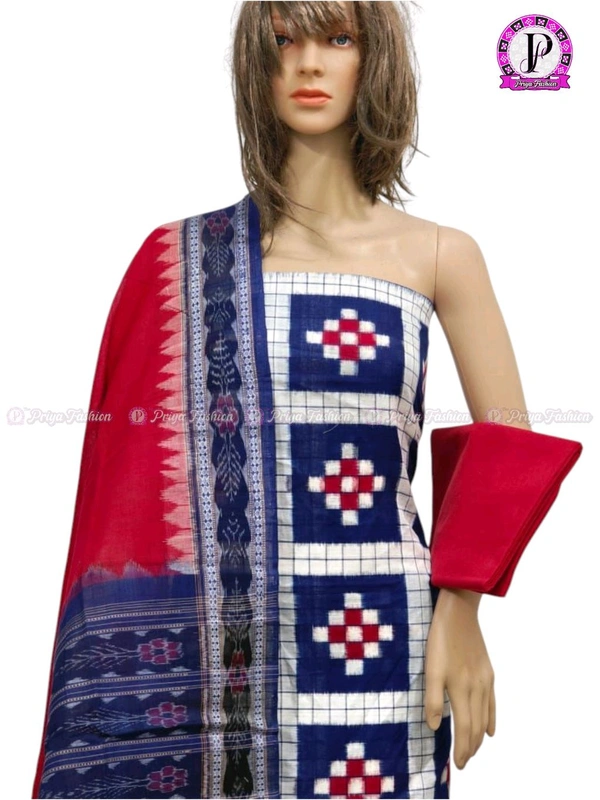 102325 Sambalpuri Dress Material With Dupatta  - Black