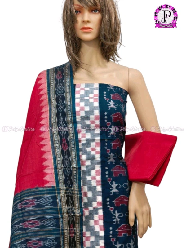 102326 Sambalpuri Dress Material With Dupatta  - Black