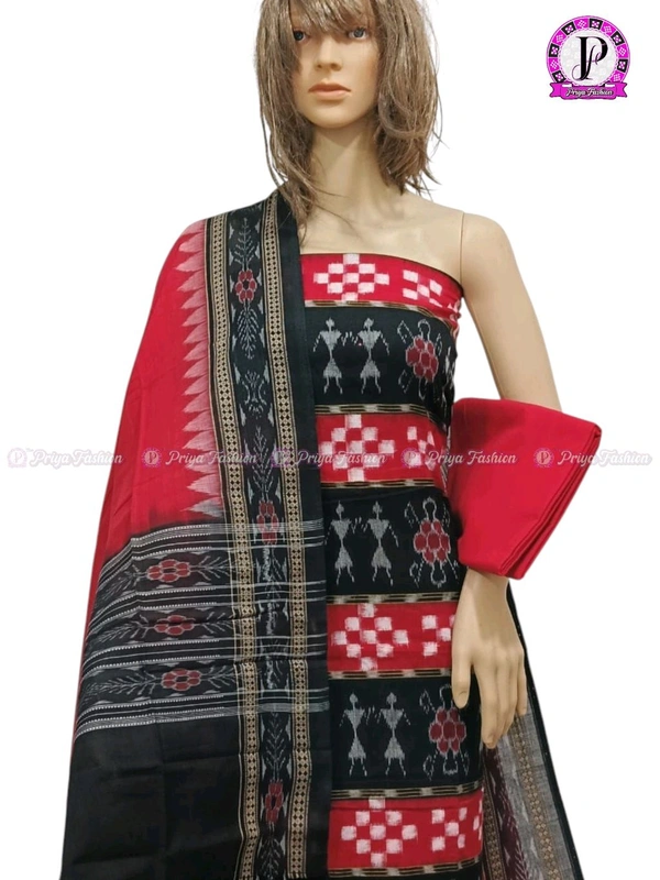 102328 Sambalpuri Dress Material With Dupatta  - Black