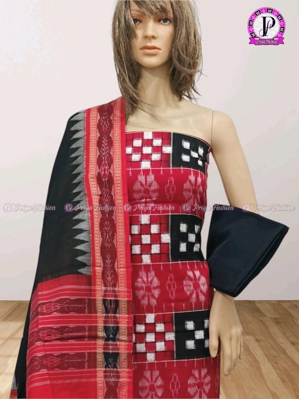 102330 Sambalpuri Dress Material With Dupatta  - Black
