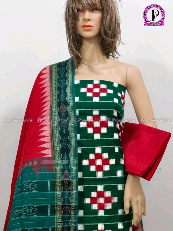 102331 Sambalpuri Dress Material With Dupatta  - Black
