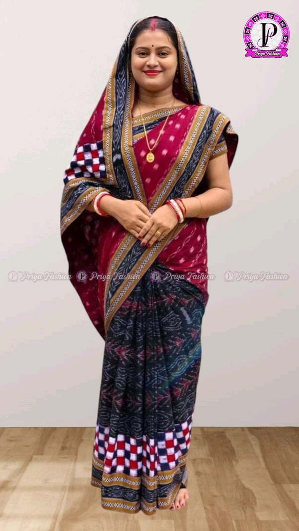 102335 Sambalpuri Handloom Cotton patchwork saree with Blause .. 