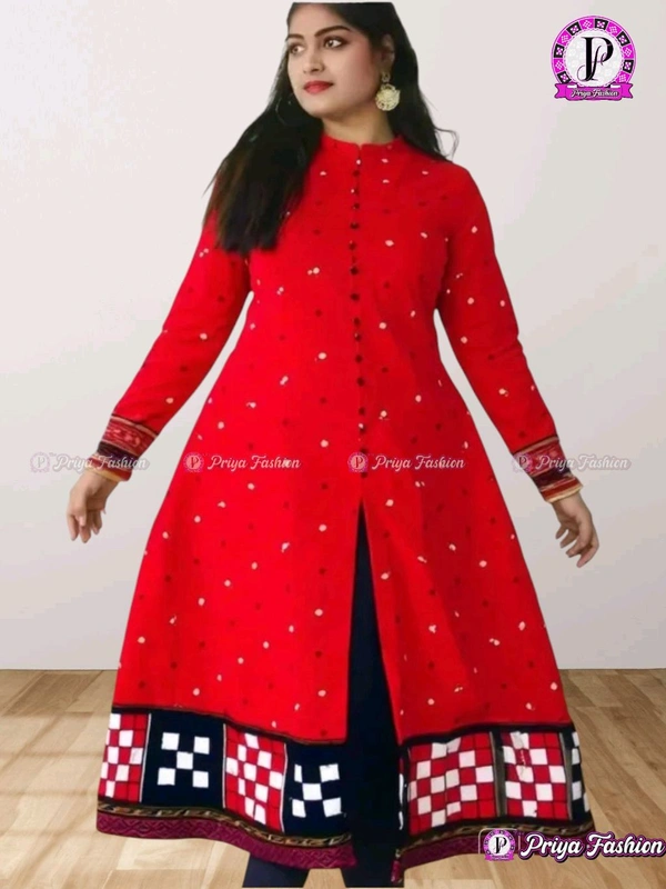 102338 Sambalpuri Round Kurti Top  - L-38, Red