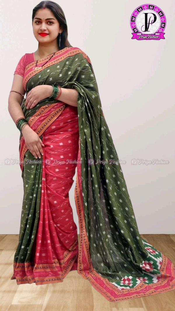 102347  Sambalpuri Handlooms Patchwork Saree With Blause 