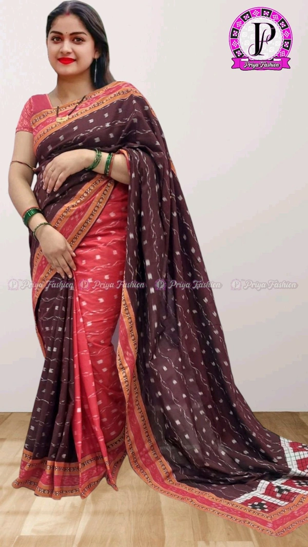 102350  Sambalpuri Handlooms Patchwork Saree With Blause 