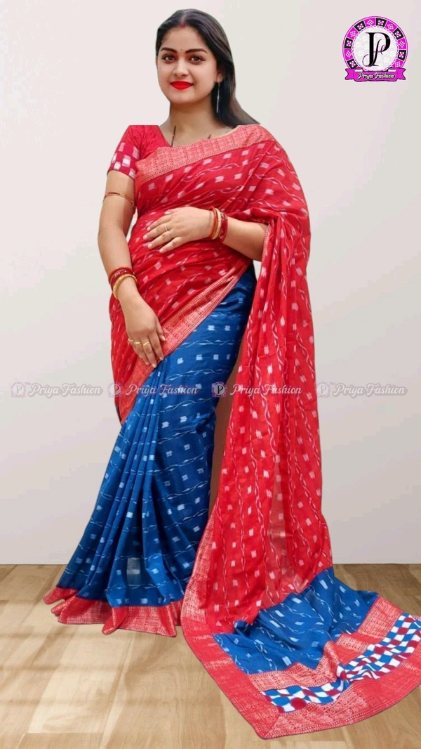 102364  Sambalpuri Handlooms Patchwork Saree With Blause 