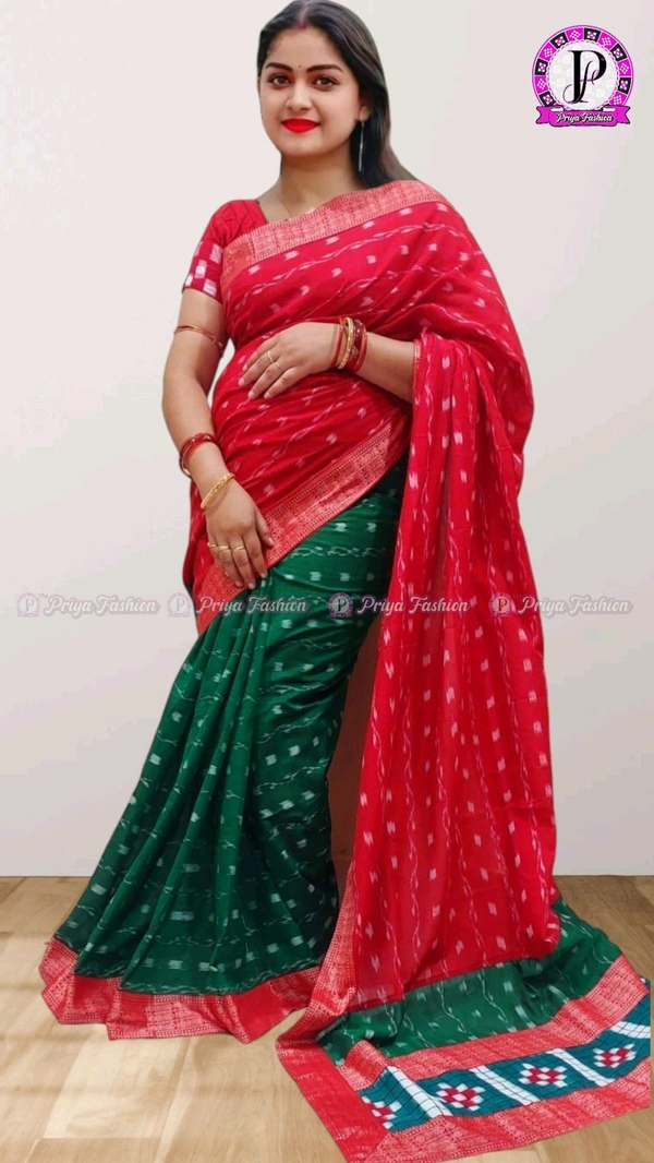 102365  Sambalpuri Handlooms Patchwork Saree With Blause 