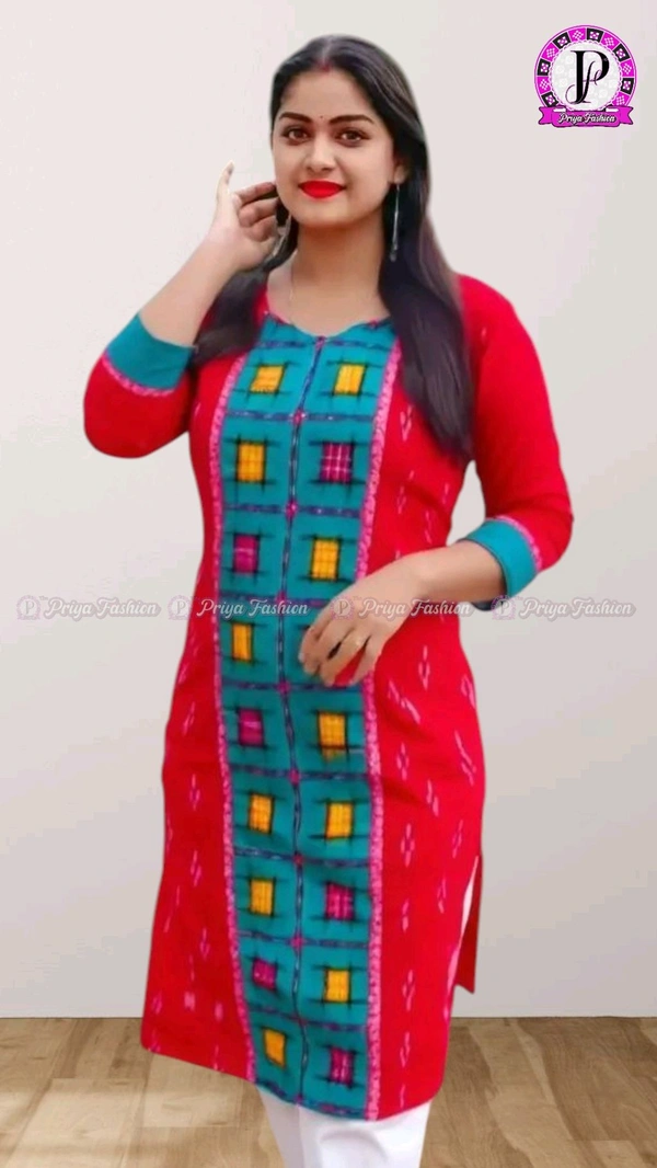 102373 Sambalpuri Handloom Cotton Stitching Kurti In Meroon Colour  - S-36, Red