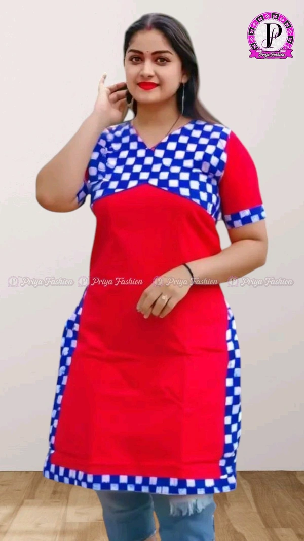 102374 Sambalpuri Handloom Cotton Stitching Kurti In Meroon Colour  - S-36, Red